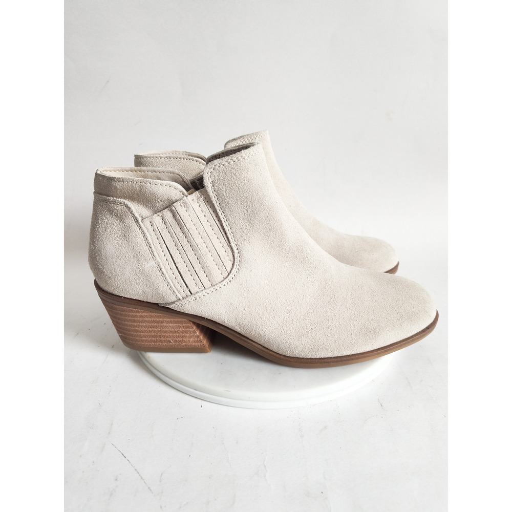 Dr. Scholls Libra Ankle Booties 6.5 Boots Cream Suede Western Comfort Minimalist